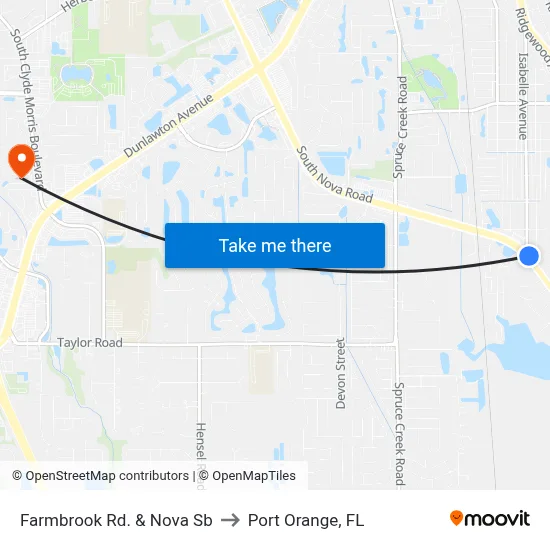 Farmbrook Rd. &  Nova Sb to Port Orange, FL map