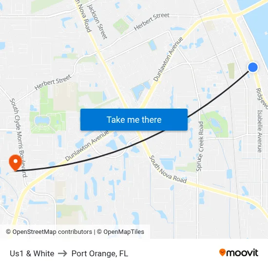 Us1 & White to Port Orange, FL map