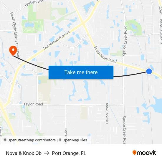 Nova & Knox Ob to Port Orange, FL map