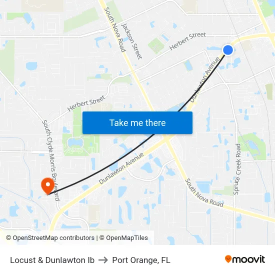 Locust & Dunlawton Ib to Port Orange, FL map