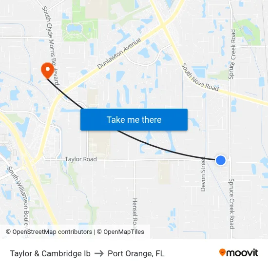 Taylor & Cambridge Ib to Port Orange, FL map