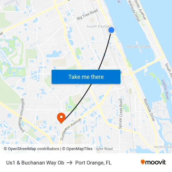 Us1 & Buchanan Way Ob to Port Orange, FL map
