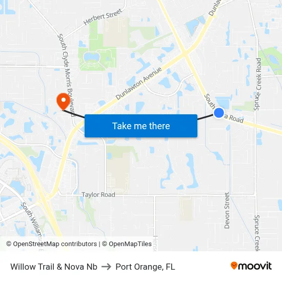 Willow Trail & Nova Nb to Port Orange, FL map