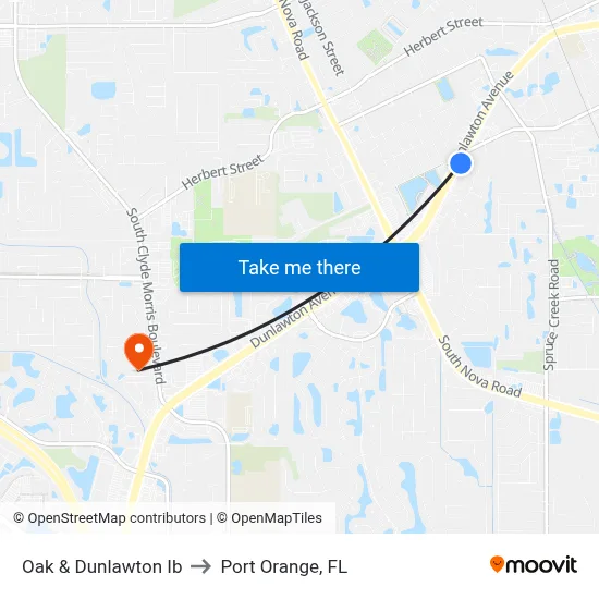 Oak & Dunlawton Ib to Port Orange, FL map