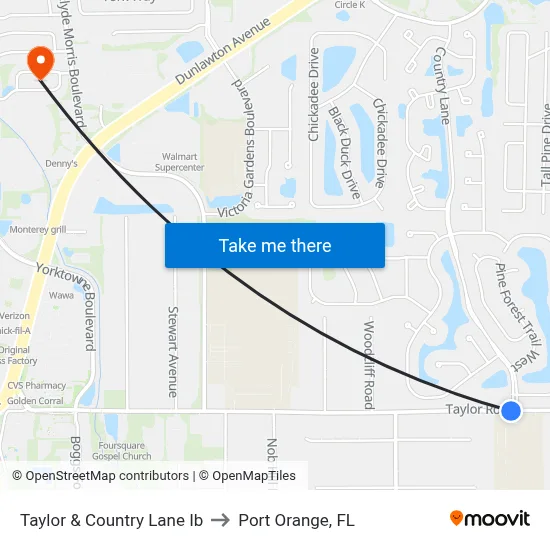 Taylor & Country Lane Ib to Port Orange, FL map