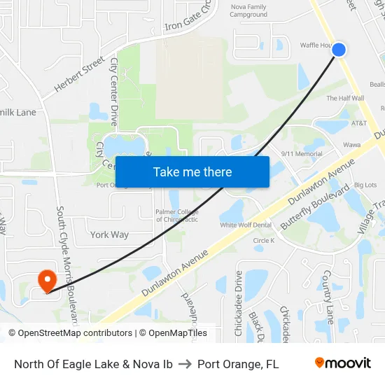 North Of Eagle Lake & Nova Ib to Port Orange, FL map