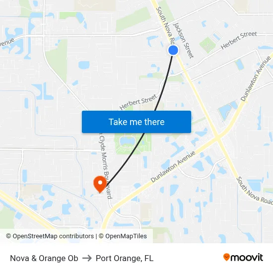 Nova & Orange Ob to Port Orange, FL map
