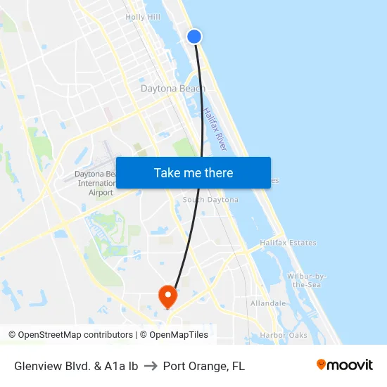 Glenview Blvd. &  A1a Ib to Port Orange, FL map