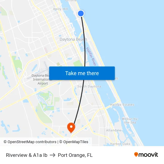 Riverview & A1a Ib to Port Orange, FL map