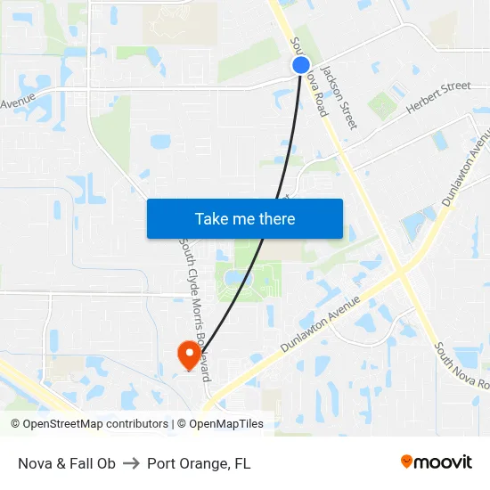 Nova & Fall Ob to Port Orange, FL map