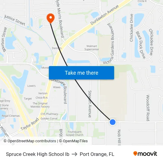 Spruce Creek High School Ib to Port Orange, FL map