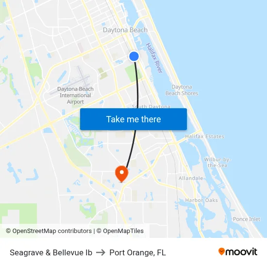 Seagrave & Bellevue Ib to Port Orange, FL map