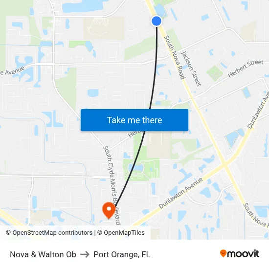 Nova & Walton Ob to Port Orange, FL map