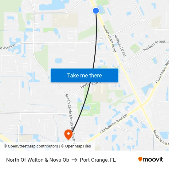 North Of Walton & Nova Ob to Port Orange, FL map