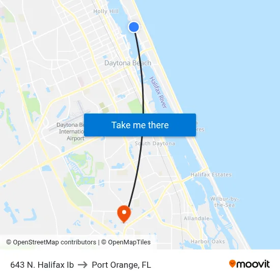 643 N. Halifax Ib to Port Orange, FL map