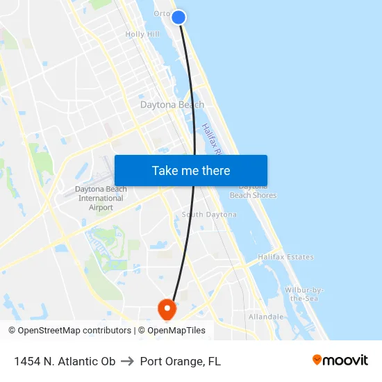 1454 N. Atlantic Ob to Port Orange, FL map