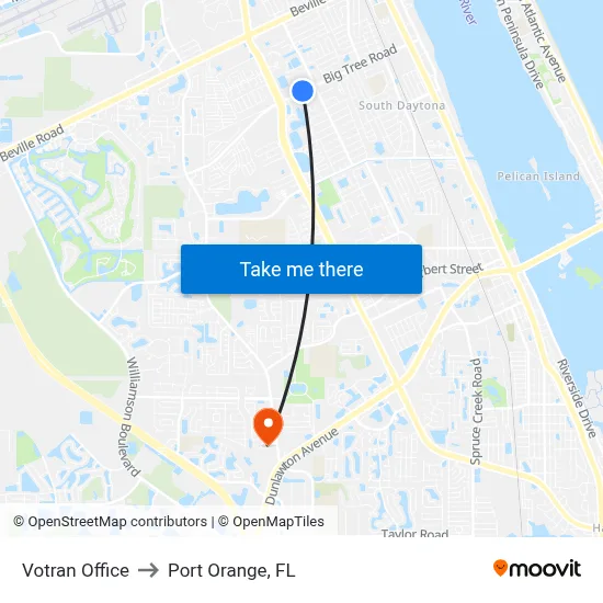 Votran Office to Port Orange, FL map