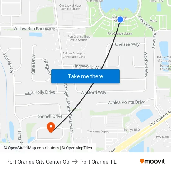 Port Orange City Center  Ob to Port Orange, FL map