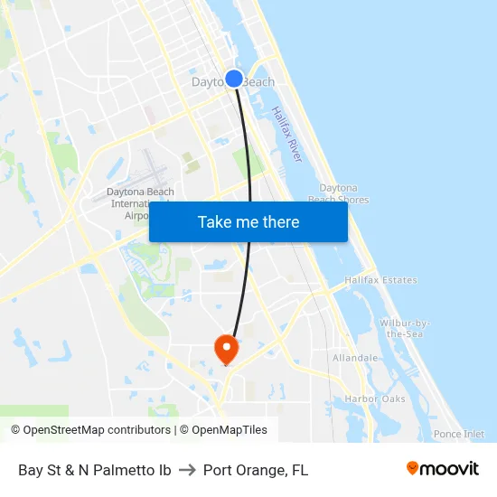 Bay St & N Palmetto  Ib to Port Orange, FL map