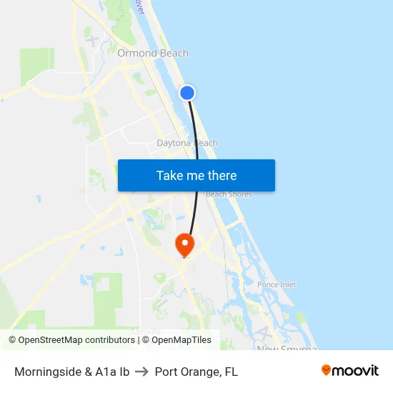Morningside & A1a Ib to Port Orange, FL map