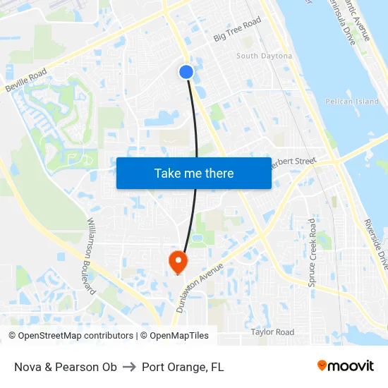 Nova & Pearson Ob to Port Orange, FL map