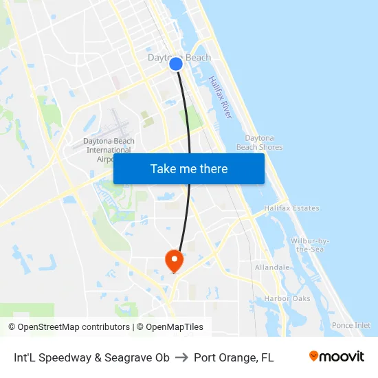 Int'L Speedway & Seagrave Ob to Port Orange, FL map