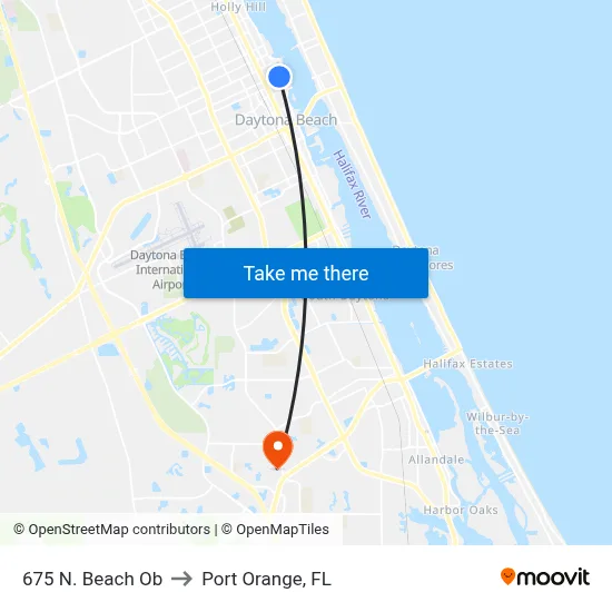 675 N. Beach Ob to Port Orange, FL map