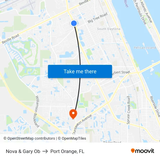 Nova & Gary Ob to Port Orange, FL map