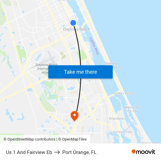 Us 1 And Fairview  Eb to Port Orange, FL map