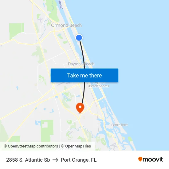 2858 S. Atlantic Sb to Port Orange, FL map