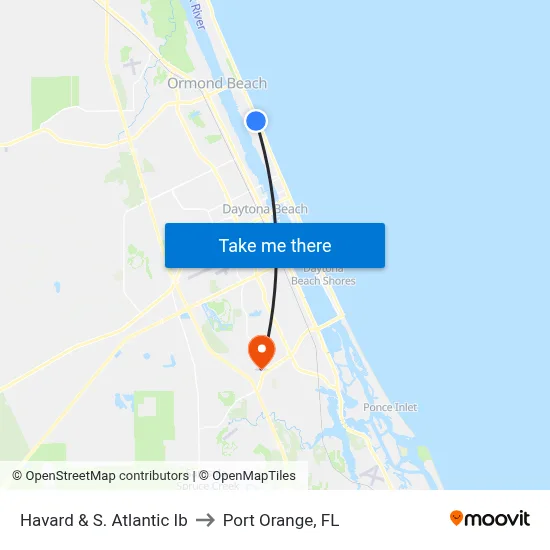 Havard & S. Atlantic Ib to Port Orange, FL map
