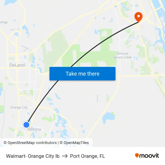 Walmart- Orange City Ib to Port Orange, FL map