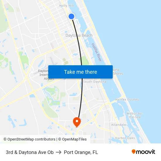 3rd & Daytona Ave  Ob to Port Orange, FL map
