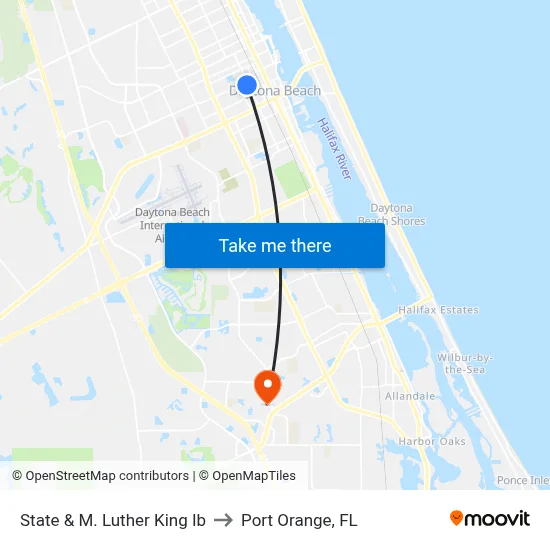 State & M. Luther King Ib to Port Orange, FL map