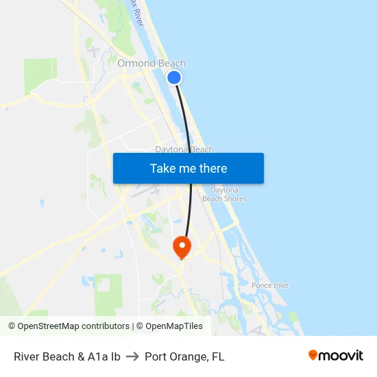River Beach & A1a Ib to Port Orange, FL map