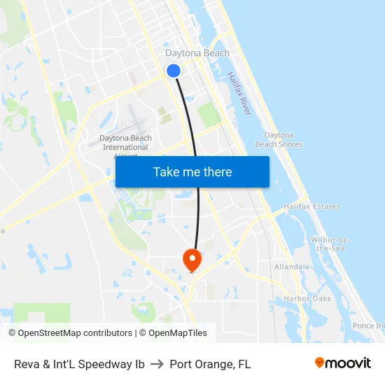 Reva & Int'L Speedway Ib to Port Orange, FL map