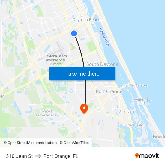 310 Jean St to Port Orange, FL map