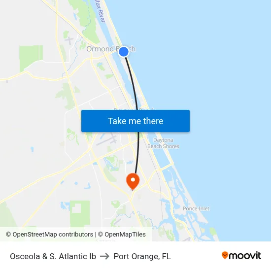 Osceola & S. Atlantic Ib to Port Orange, FL map