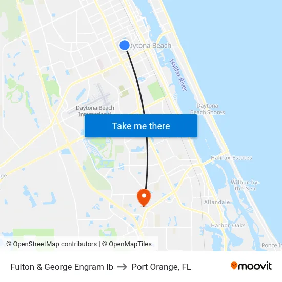 Fulton & George Engram Ib to Port Orange, FL map