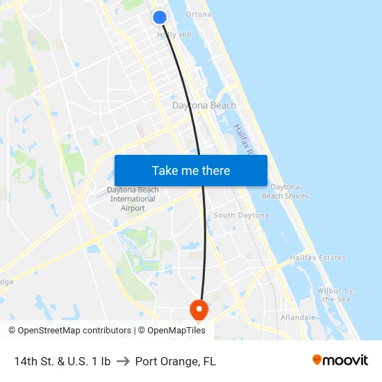 14th St. & U.S. 1 Ib to Port Orange, FL map