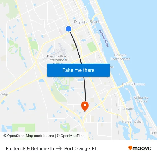 Frederick & Bethune  Ib to Port Orange, FL map