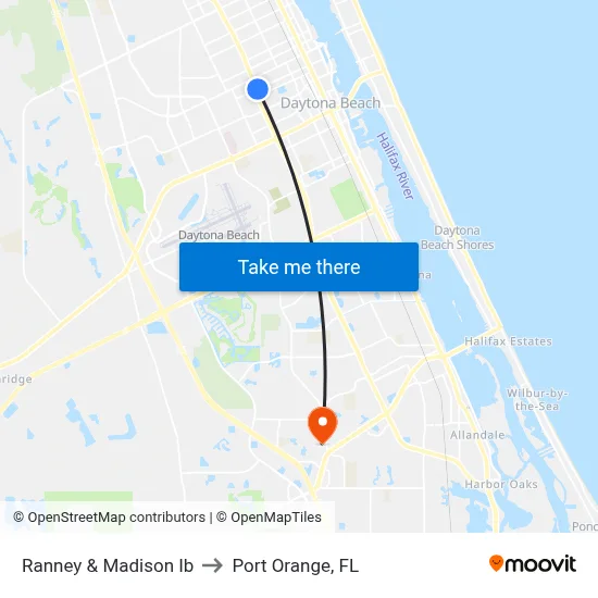 Ranney & Madison Ib to Port Orange, FL map