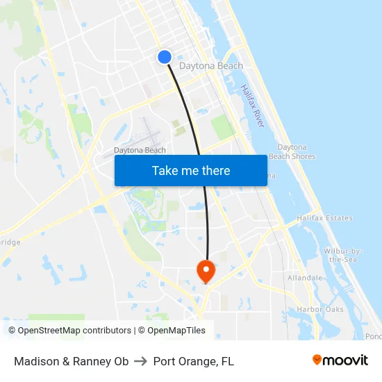 Madison & Ranney Ob to Port Orange, FL map