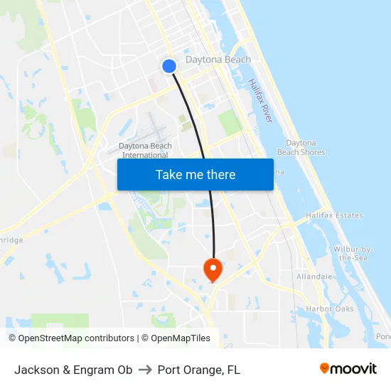 Jackson & Engram Ob to Port Orange, FL map