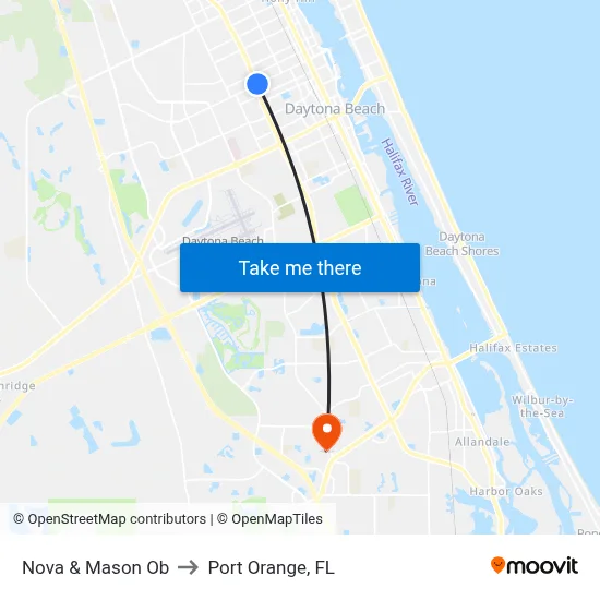 Nova & Mason Ob to Port Orange, FL map