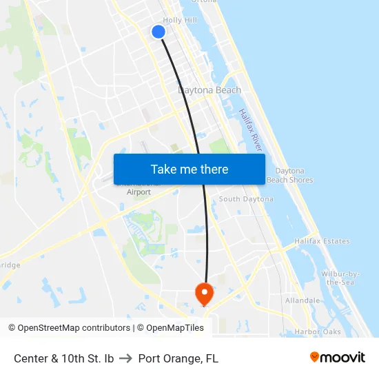 Center & 10th St. Ib to Port Orange, FL map