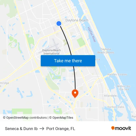 Seneca & Dunn Ib to Port Orange, FL map