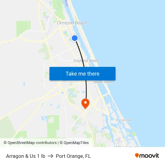 Arragon & Us 1 Ib to Port Orange, FL map