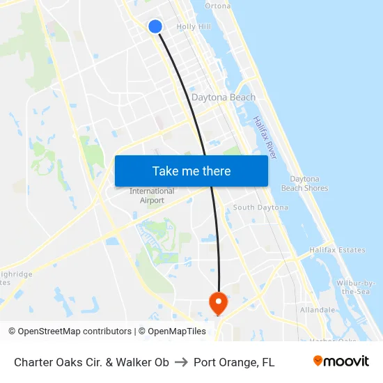 Charter Oaks Cir. & Walker Ob to Port Orange, FL map