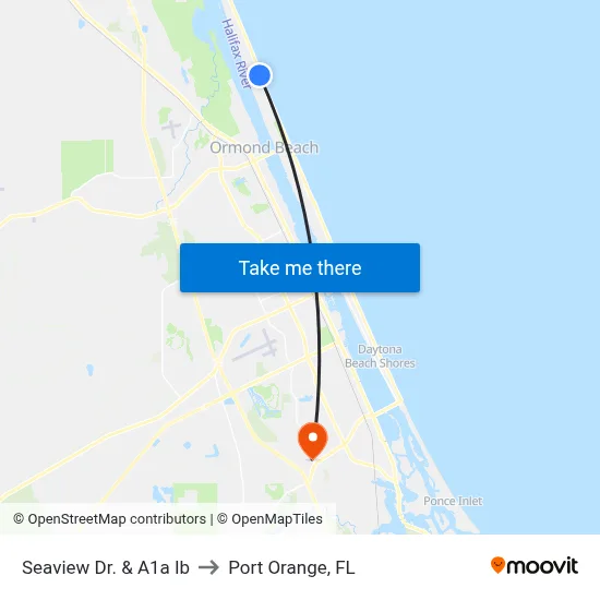 Seaview Dr. & A1a Ib to Port Orange, FL map